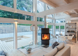 Hirsitalo Polar 60, olohuone-keittiö