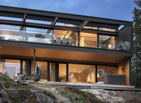 Moderni yksilöllinen hirsitalo Villa Cubic
