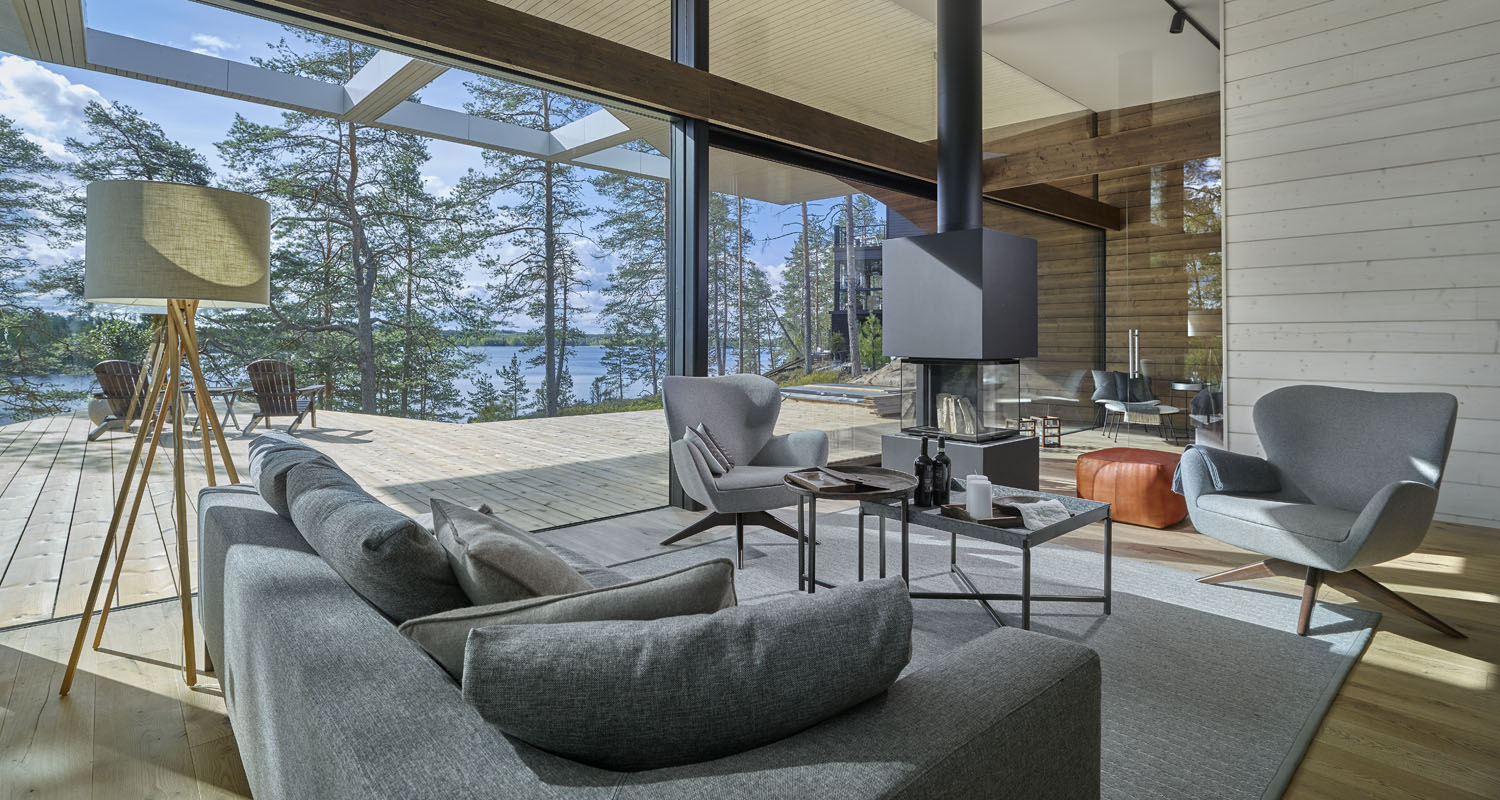 Wave – individuell Massivholzhaus in Finnland – Wohnzimmer